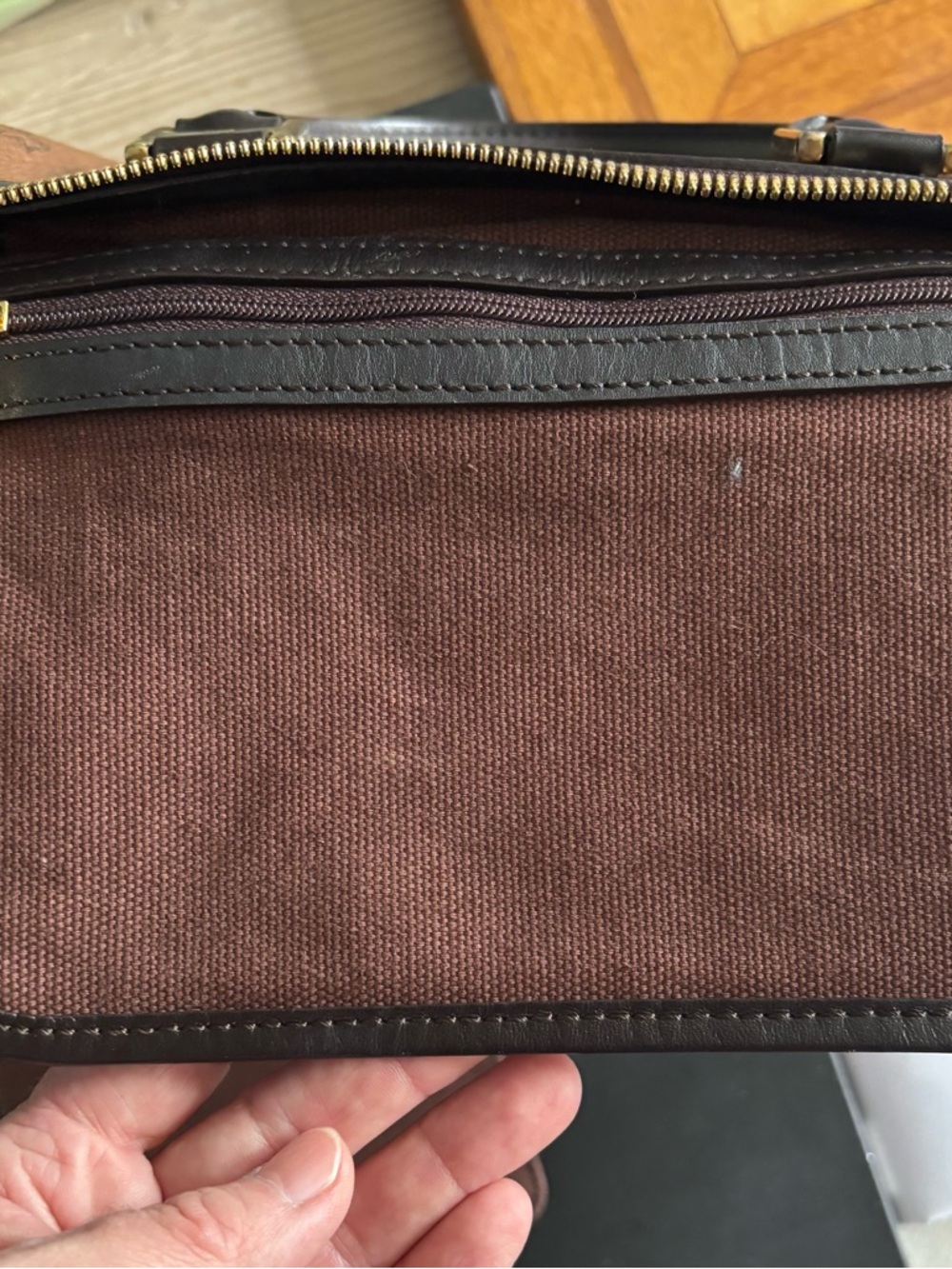 MCM Brown Visetos Satchel with Blue and Orange Stripe - Picture 10 of 13